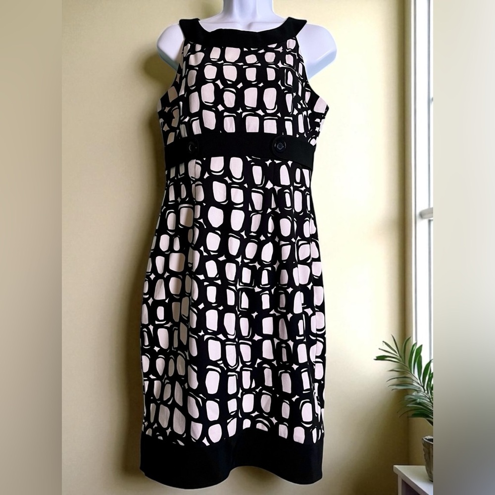 London Times Black & White Sleeveless Dress Size 8 - Picture 9 of 9